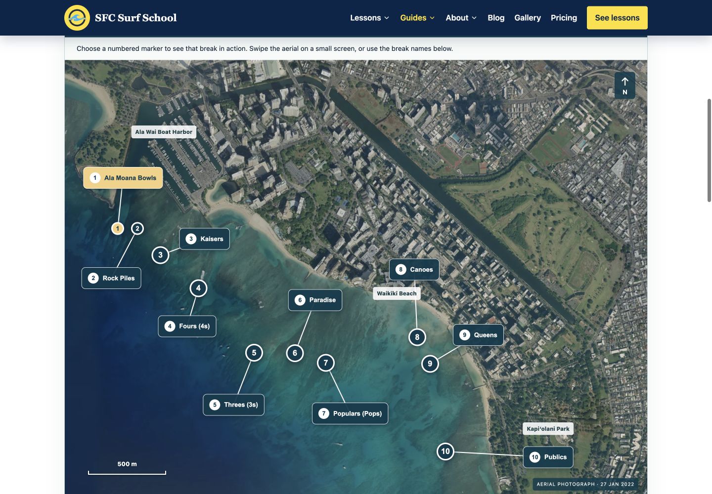 SFC Surf School interactive South Shore surf-break explorer