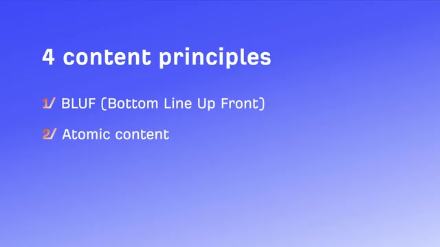 BLUF · Atomic content · Entity-rich · Simple & declarative