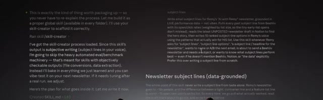 Making a skill — goal-first: "Make me a brand-guidelines skill, here's the PDF"