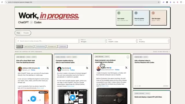 Intro framing — "Work, in progress": ChatGPT + Codex